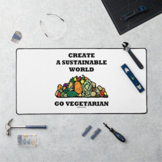 Create A Sustainable World Go Vegetarian Advice Desk Mat