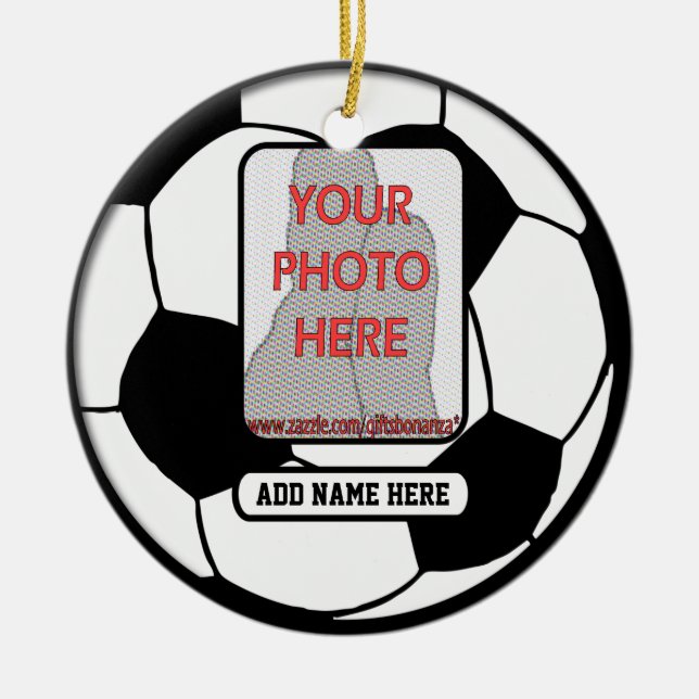 Create a unique soccer gift ceramic ornament (Front)