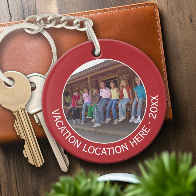 Create A Vacation Souvenir with Photo and Text Keychain (Personalized Keychain - souvenir keepsake)