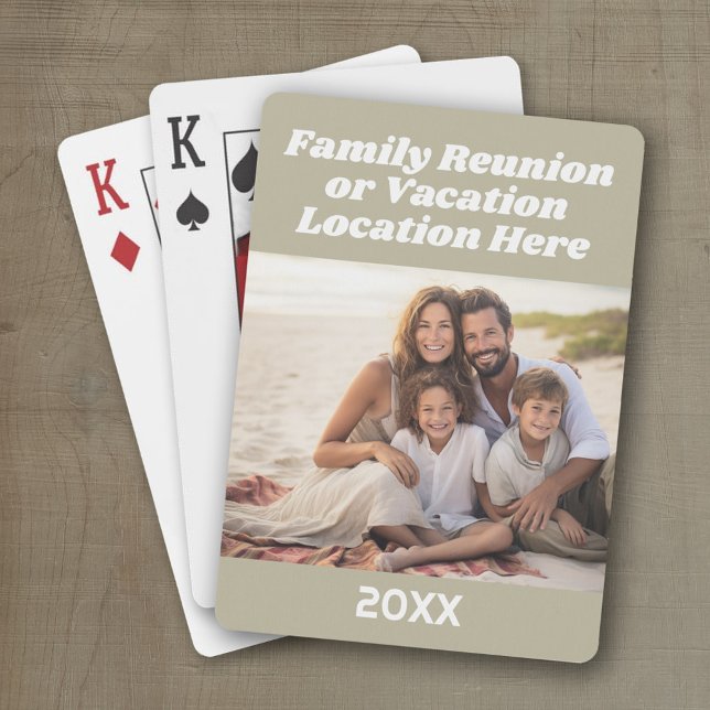 Create A Vacation Souvenir with Photo and Text Poker Cards (Personalized playing cards - family reunion or vacation keepsake)