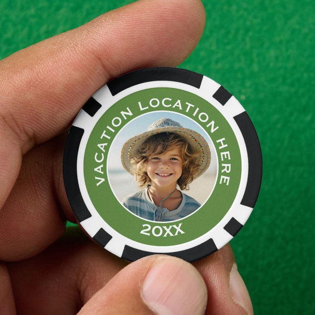 Create A Vacation Souvenir with Photo and Text Poker Chips (Custom Poker Chip)