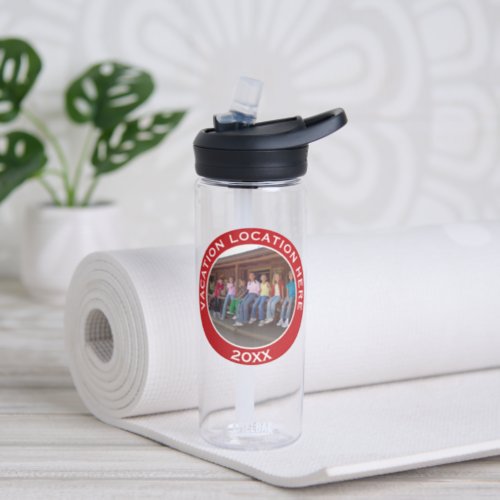 Create A Vacation Souvenir with Photo and Text Water Bottle