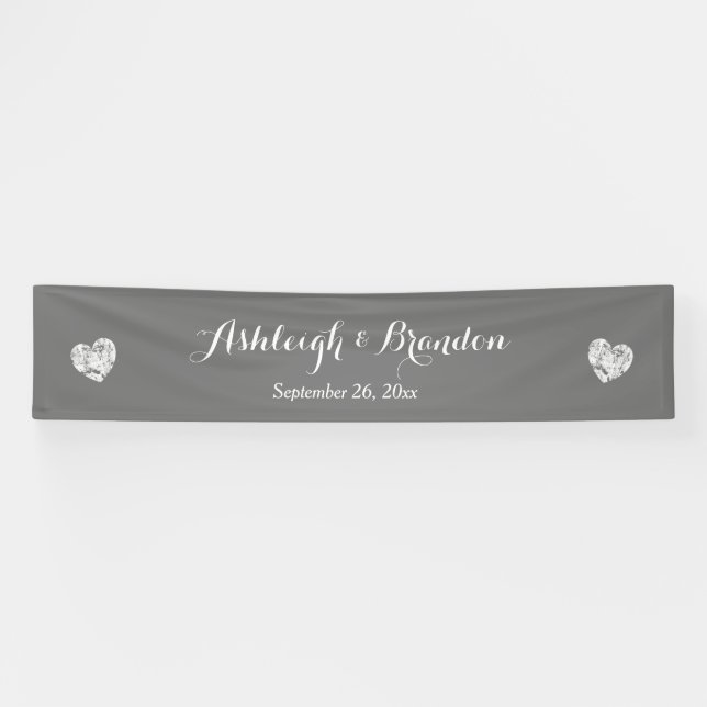 Create A Wedding Banner A6 Gray and Grunge Hearts (Horizontal)