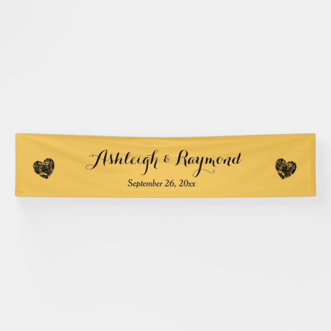 Create A Wedding Banner A7 Gold and Grunge Hearts (Horizontal)