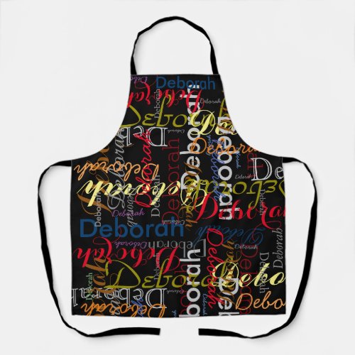 create all_over color names on black typography apron