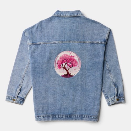 Create an Ambiance of Renewal with this Cherry Blo Denim Jacket