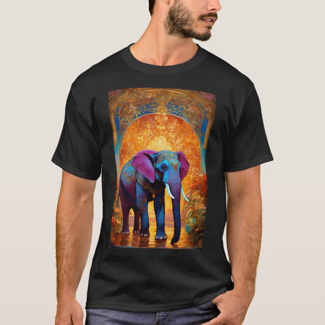 Create an image of a majestic elephant walking thr T-Shirt (Front)