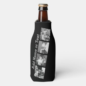 Create An Instagram Collage With 4 Photos - Black Bottle Cooler by Funsize1007 at Zazzle