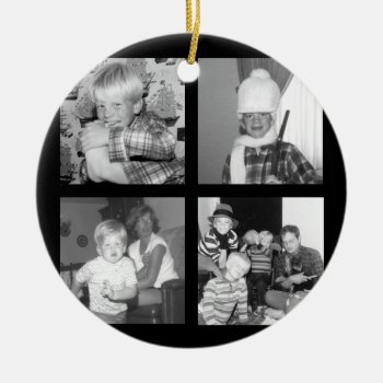 Create An Instagram Collage With 4 Photos - Black Ceramic Ornament by Funsize1007 at Zazzle