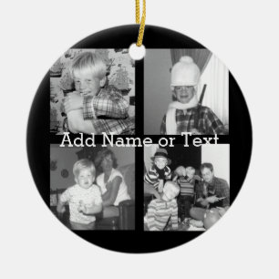 Create an Instagram Collage with 4 photos - black Ceramic Ornament