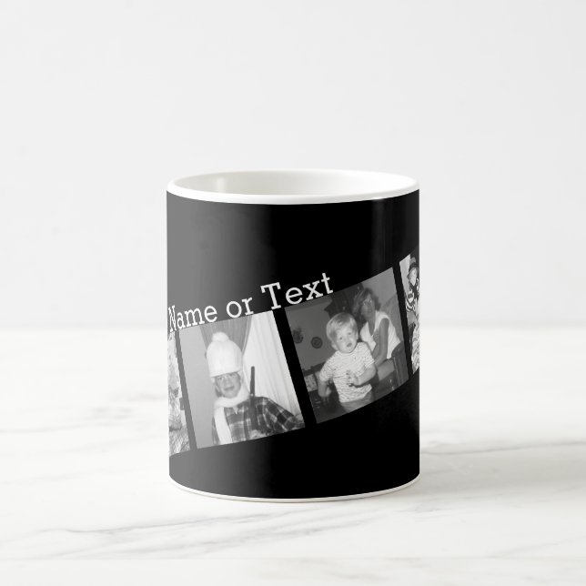 Create an Instagram Collage with 4 photos - black Coffee Mug (Center)