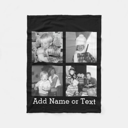 Create an Instagram Collage with 4 photos - black Fleece Blanket