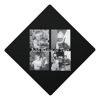 Create An Instagram Collage With 4 Photos - Black Graduation Cap Topper by Funsize1007 at Zazzle