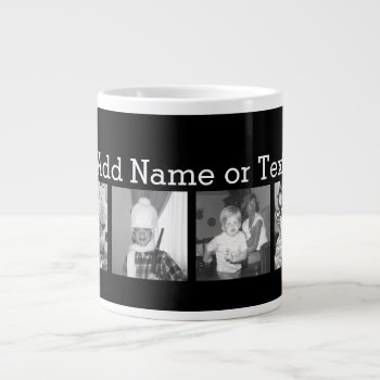 Create An Instagram Collage With 4 Photos - Black Large Coffee Mug by Funsize1007 at Zazzle