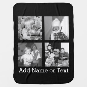 Create an Instagram Collage with 4 photos - black Receiving Blanket