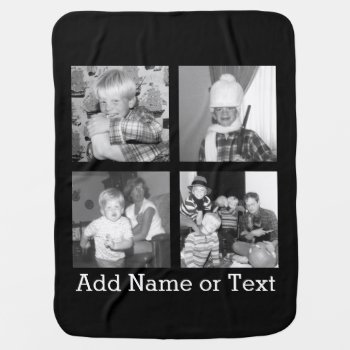 Create An Instagram Collage With 4 Photos - Black Receiving Blanket by Funsize1007 at Zazzle