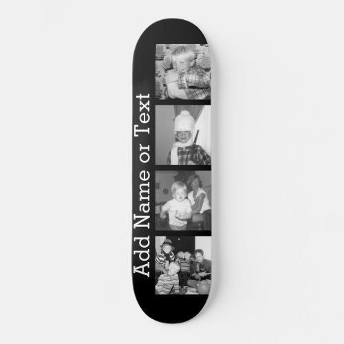 Create an Instagram Collage with 4 photos _ black Skateboard Deck