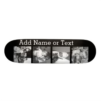 Create An Instagram Collage With 4 Photos - Black Skateboard Deck by Funsize1007 at Zazzle