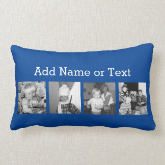 Create an Instagram Collage with 4 photos - blue Lumbar Pillow