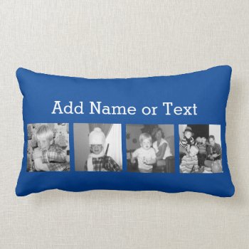 Create An Instagram Collage With 4 Photos - Blue Lumbar Pillow by Funsize1007 at Zazzle
