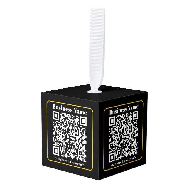 Create an Instantly Scannable Business QR code Cube Ornament (Front Angled)