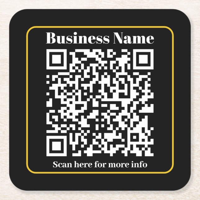 Create an Instantly Scannable Business QR code Square Paper Coaster (Front)