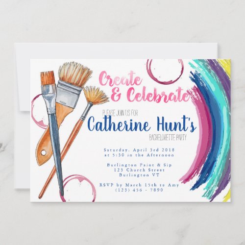 Create and Celebrate Paint and Sip Party Invite