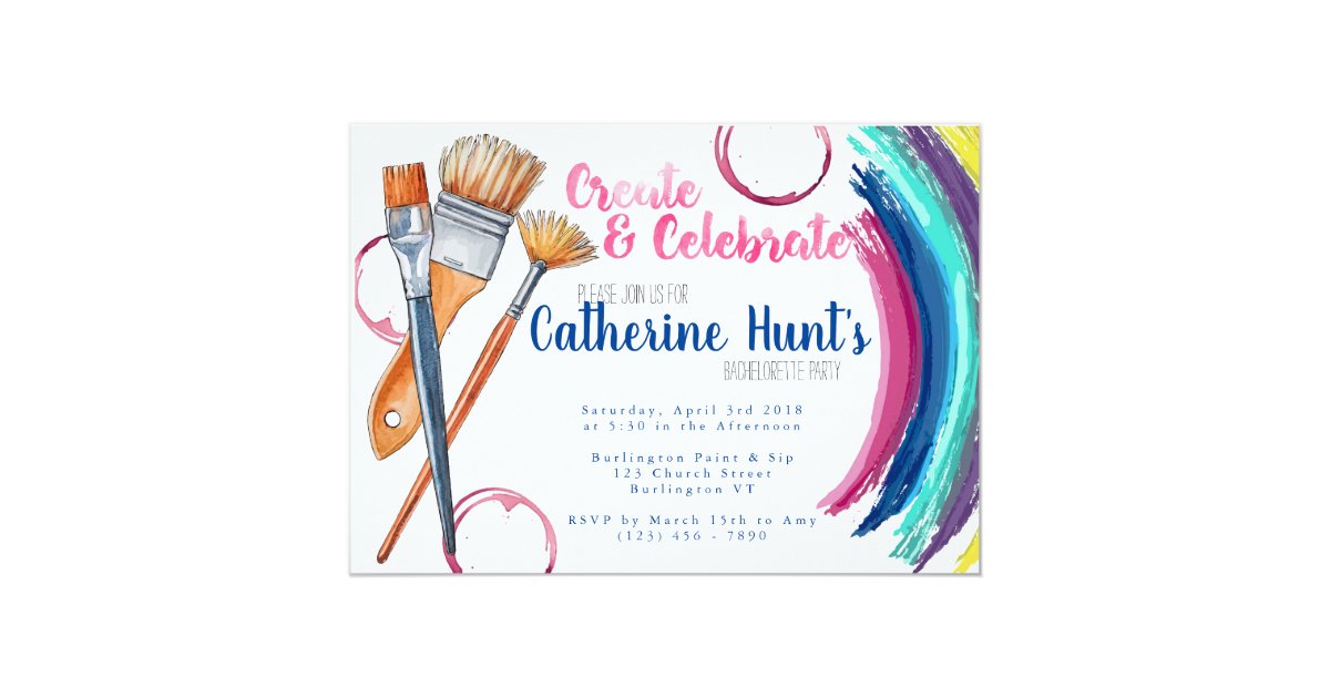 create and celebrate paint and sip party invite zazzle com wedding invite address labels