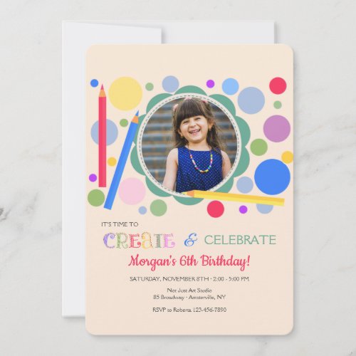 Create and Celebrate Photo Birthday Party  Invitation