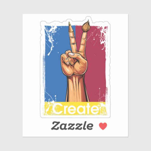 Create Art Hand Peace Sign Inspirational Sticker