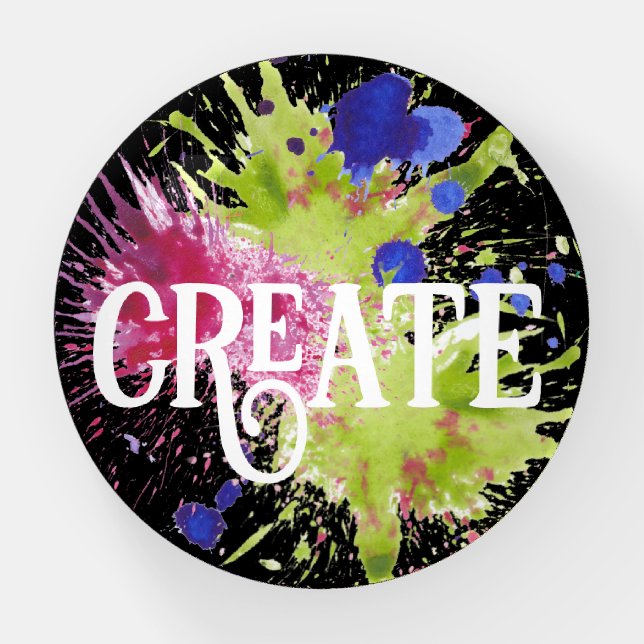 Create!  Artists color splash Paperweight (Front)