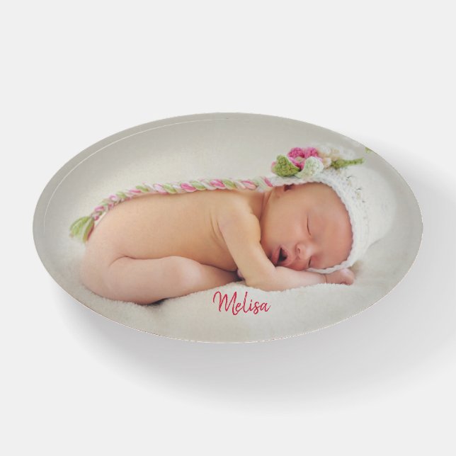 Create Baby Photo Glass Paperweight (Front)