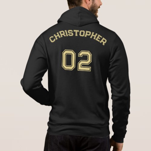 Create Black Gold Player Name Jersey Number Mens Hoodie