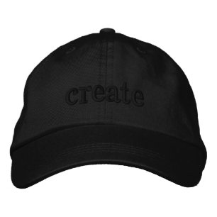 'Create' Black on Black Embroidered Monochrome  Baseball Cap