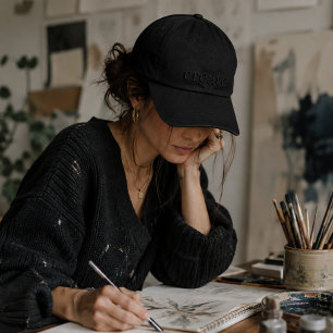 'Create' Black on Black Embroidered Monochrome  Baseball Cap