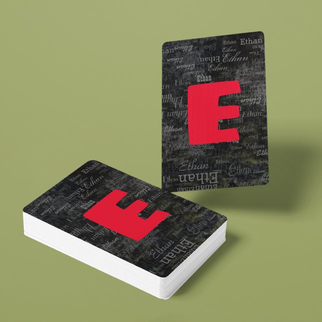 Create Black Playing Cards with name / initial (stylish monogram)