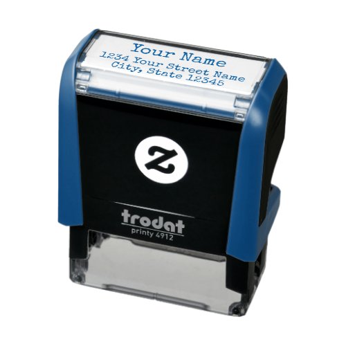 create blue self_inking stamp with name  address