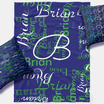 Create Boy Name Typography Blue Fleece Blanket by mixedworld at Zazzle