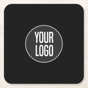 Create Business Logo Paper Cocktail Black Square Paper Coaster