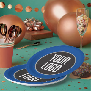 Create Business Logo Paper Cocktail Blue Plates