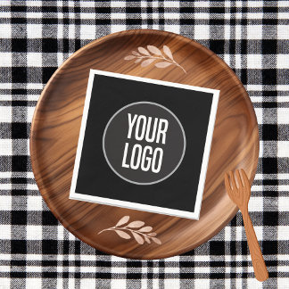 Create Business Logo Paper Cocktail Napkin Black