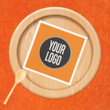 Create Business Logo Paper Cocktail Napkin Orange