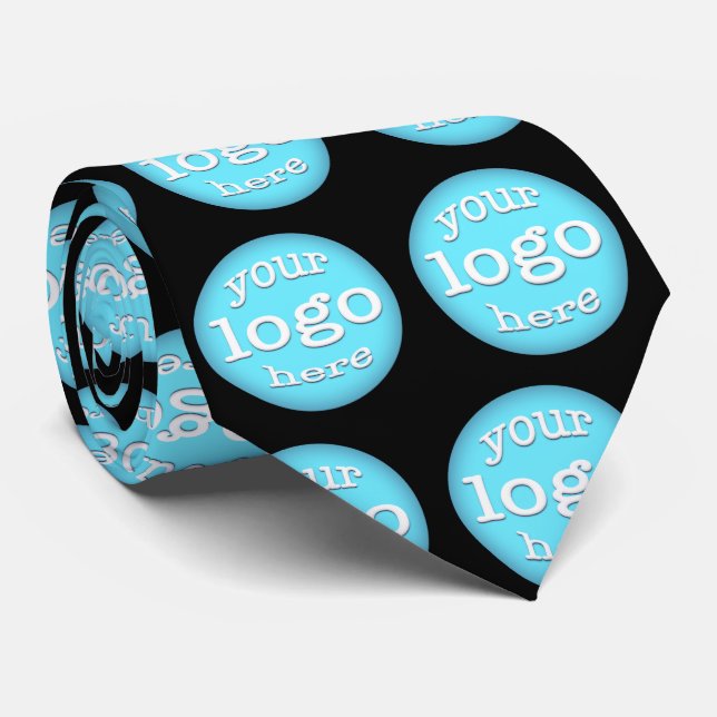 Create Business Logo Pattern Professional Black Neck Tie (Rolled)