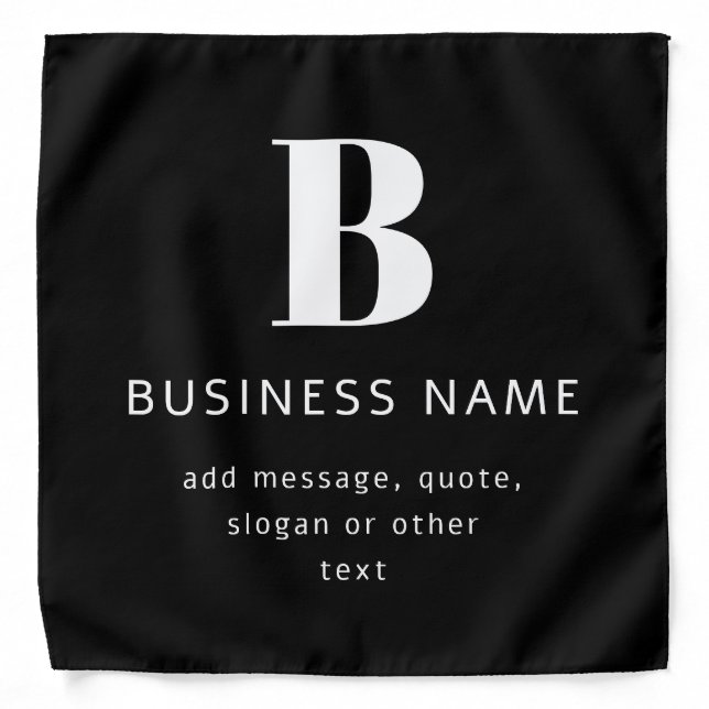 Create Business Name, Monogram & Additional Text Bandana (Front)