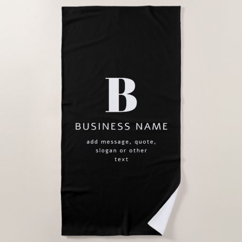 Create Business Name Monogram  Additional Text Beach Towel