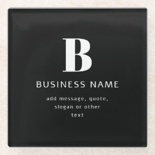 Create Business Name, Monogram & Additional Text Glass Coaster