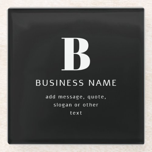 Create Business Name Monogram  Additional Text Glass Coaster