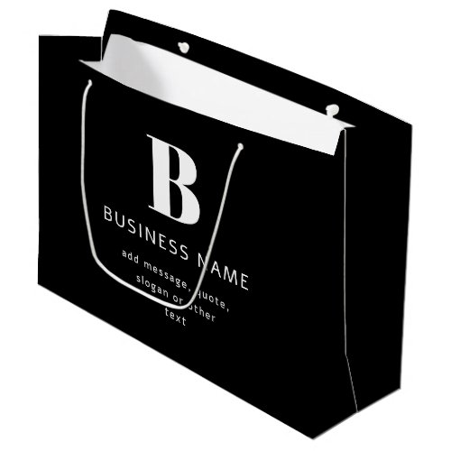 Create Business Name Monogram  Additional Text Large Gift Bag