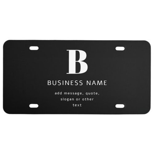 Create Business Name Monogram  Additional Text License Plate