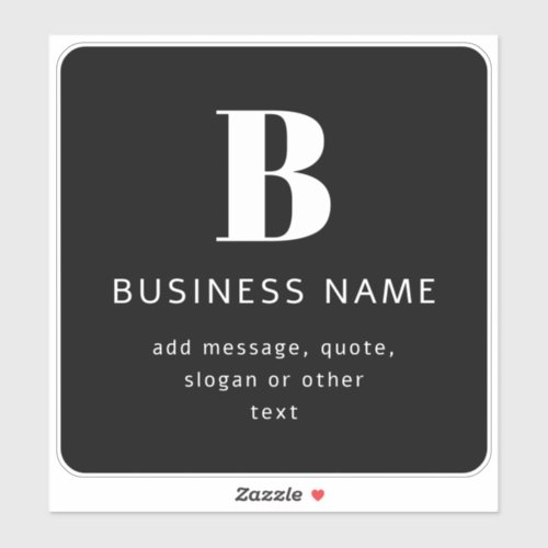 Create Business Name Monogram  Additional Text Sticker